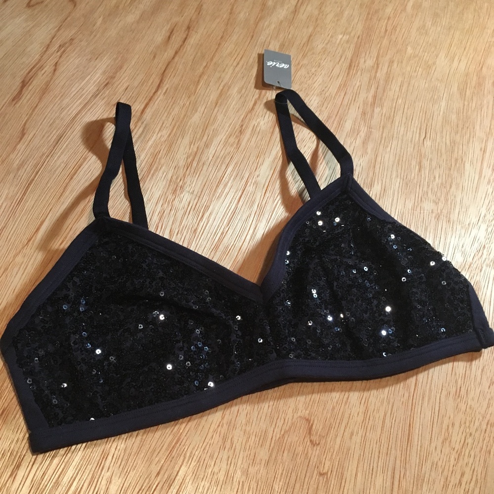 Aerie Sequin Bralette, Navy, Medium, NWT - Picture 3 of 6
